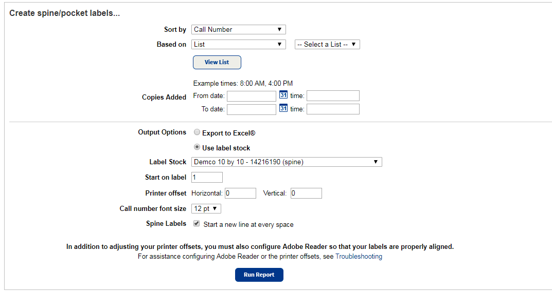 Create Spine/Pockets Labels details page